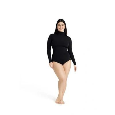 Abbildung von Capezio Damen Gymnastikanzug mit Rollkragen und langen Ärmeln Schwarz Small