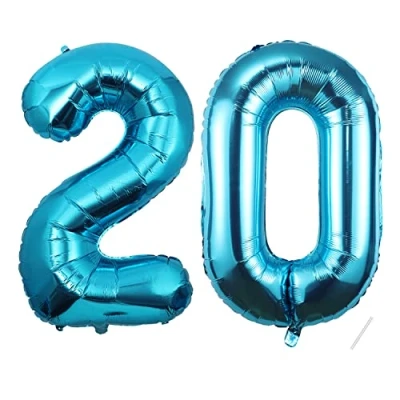 Abbildung von 20 Geburtstag Deko zahlen luftballon jahre Folienballon blau für 20. Geburtstagsdeko Männer Frauen Ballon Zahl zum fliegt mit Helium 20.Geburtstagsparty 40&quot; 101cm