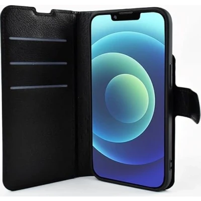 Abbildung von JT Berlin Bookcase Schöneberg Kunstleder Hülle kompatibel mit Apple iPhone 14 Plus [TPU Schale im Inneren, Standfunktion, Kartenfächer, Magnetverschluss] schwarz