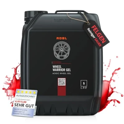 Abbildung von ADBL Wheel Warrior Gel (5L) Säurehaltiger Felgenreiniger zur Entfernung von Schmutz, Mineralablagerungen, Fett und Rost Hohe Viskosität Spezielle Formel für Stahl &amp; Aluminiumfelgen