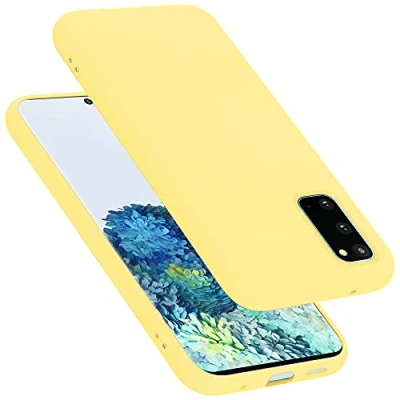 Abbildung von Cadorabo Hülle kompatibel mit Samsung Galaxy S20 Silikon Handyhülle für Case aus flüssigem kratzfeste und stoßfeste dünne TPU Schutzhülle LIQUID GELB