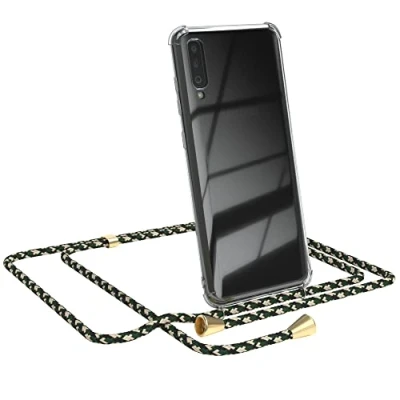Abbildung von EAZY CASE Handykette kompatibel mit Samsung Galaxy A70 Handyhülle Umhängeband, Handykordel Schutzhülle, Silikonhülle, Hülle Band, Stylische Kette für Smartphone, Grün Camouflage