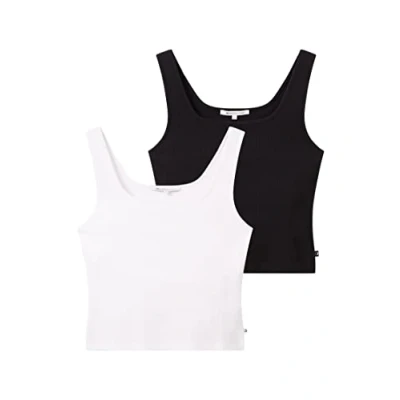 Abbildung von TOM TAILOR Denim Damen 1037097 Basic Top im Doppelpack, 14482 Deep Black, XXL (2er Pack)