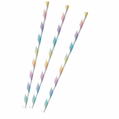Abbildung von Getränkstrohhalme Regenbogen &amp; Wolkenpapier 20cm 12 Stücke