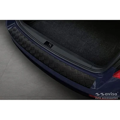 Abbildung von Avisa Matt Schwarz Aluminium Heckstoßstangenschutz kompatibel mit Skoda Octavia III Kombi Facelift 2017 2020 &#039;Riffled Plate&#039;