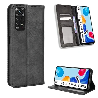 Abbildung von Hülle für Xiaomi Redmi Note 11 4G Leather Case ,Hülle 11S 2201117SG 2201117SI 2201117SY 2201117SL Schutzhülle Cover Black