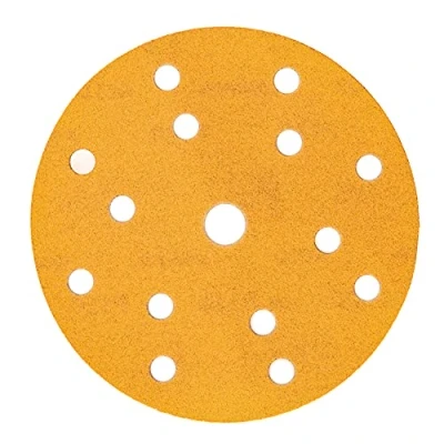 Abbildung von Mirka Gold Universal Schleifpapier Ø 150mm Schleifscheiben Klett 15 Loch, Korn P150, 100 Stk / Zum Schleifen von Gips, Spachtel, Spanplatten, Holz, Lack