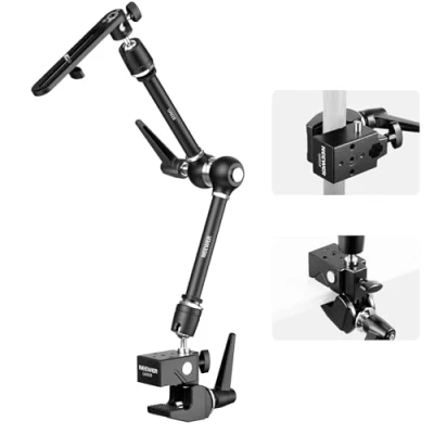 Abbildung von NEEWER 21&quot; Magic Arm Kamera Halterung, Super Clamp Überkopf Tischhalterung, 360 Doppelkugelkopf 1/4&quot; 3/8&quot; 5/8&quot; Bolzen Adapter für PA073 PA074 Telefon Käfig Rig DSLR Monitor Videoleuchte UA018