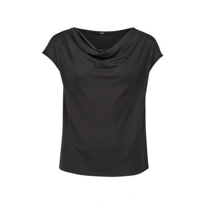 Abbildung von zero MIT Wasserfallausschnitt Tshirt basic, Damen, Größe: 34, Black beauty