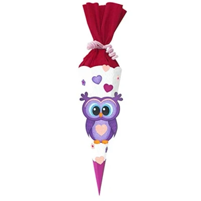 Abbildung von Ursus 9860008 Schultüte Bastelset Mini, Eule, sechseckig, Höhe ca. 41 cm, Duchmesser 15 inklusive Bastelanleitung und Vorlagebogen, zum Selbstbasteln, ideal für die Einschuluung, Mittel