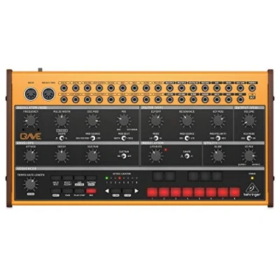 Abbildung von Behringer CRAVE Analog Synthesizer Semi Modular with 3340 VCO, Classic Ladder Filter, 32 Step Sequencer and 16 Voice Poly Chain
