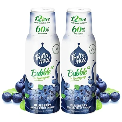 Abbildung von 2 x 500 ml FruttaMax Heidelbeere Getränkesirup Frucht sirup Konzentrat weniger Zucker mit 60% Fruchtanteil