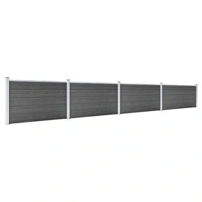 Abbildung von vidaXL Zaunelement Set mit Pfosten Sichtschutz Windschutz Zaun Gartenzaun Lamellenzaun Sichtschutzzaun Windschutzzaun WPC 699x105cm Schwarz