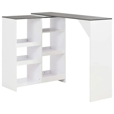 Abbildung von vidaXL Bartisch mit Beweglichem Regal Bartresen Stehtisch Tisch Tresentisch Bistrotisch Küchentheke Frühstückstisch Küchentisch Weiß 138x39x110cm
