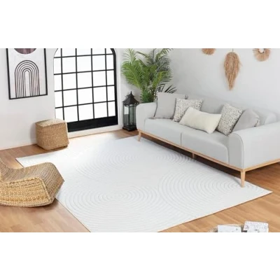 Abbildung von Surya Denver Teppich Wohnzimmer Boho, großer Schlafzimmer 120x170 cm für Esszimmer mit geometrischem Muster, Skandinavischer Wohnzimmerteppich modern in Weiß