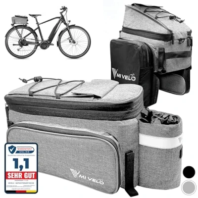 Abbildung von MIVELO Fahrradtasche für Gepäckträger Gepäckträgertasche Fahrrad erweiterbar auf 20L wasserabweisend grau