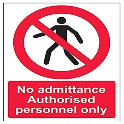 Abbildung von vsafety 52019 an s &quot;Kein Zutritt autorisierter Personal//NUR Passant&quot; Verbot Zugang Schild, selbstklebend, Hochformat, 150 mm x 200 mm, schwarz/rot