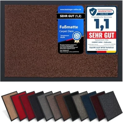 Abbildung von Carpet Diem Rio C Schmutzfangmatte 5 Größen 10 Farben Fußmatte mit äußerst starker Schmutz und Feuchtigkeitsaufnahme Sauberlaufmatte in braun120 x 180 cm