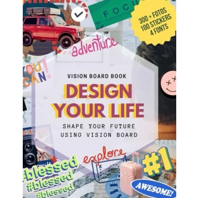 Abbildung von vision Board and Clip Art book design your Life: Shape Future using Board.: You are the designer of own life, it with love ... inspiration for creating a board)