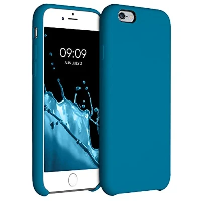Abbildung von kwmobile Hülle kompatibel mit Apple iPhone 6 / 6S Silikon Handy Case Handyhülle weiche Oberfläche kabelloses Laden Karibikblau