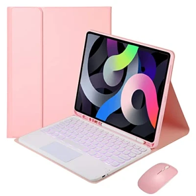 Abbildung von GUPENAA Tastatur Hülle für iPad Pro 13 Zoll (M4, 2024) mit Touchpad, 7 Farbige Beleuchtung, Magnetische Abnehmbare Kabellose Bluetooth Maus,Rosa