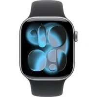 Abbildung von Apple Watch Series 11 Cellular 42mm Space Grau Aluminium Gehäuse mit Schwarz Sport Band S/M