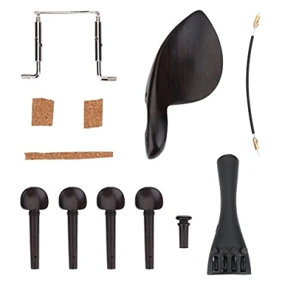 Abbildung von 4/4 Violine Beschläge Set, Ebenholz Saitenhalter Stimmwirbel Kinnhalter Wirbel Tuners Endpin