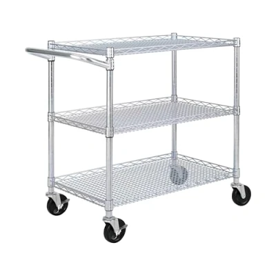 Abbildung von Seville Classics Allzweckwagen Metall Silber, 86.4 B x 45.7 T 85.1 cm H