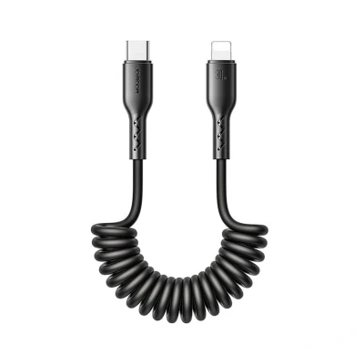Abbildung von Schnellladekabel für Auto Typ C zu iPhone Easy Travel Series 30W 1.5m, gewickelt (schwarz)
