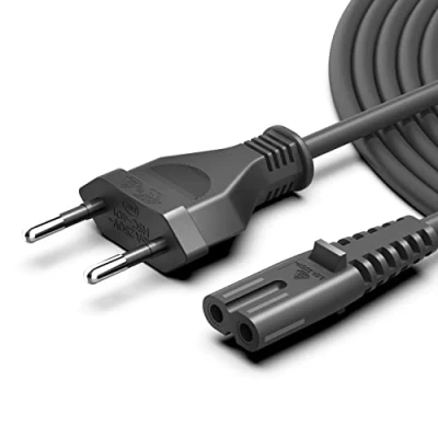 Abbildung von HKY Euro Netzkabel 2m C7 2 poliger Stecker Kabel Figur 8 Stromkabel Netzstecker(VDE Zertifiziert) für TV Fernseher PS3 PS4 PC Monitore Computer Drucker HP Philips Samsung LG TCL Sony usw