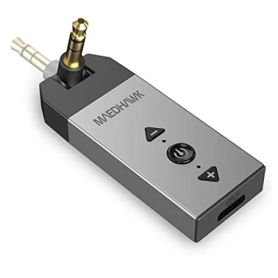 Abbildung von MaedHawk Bluetooth Aux Adapter, auf 5.2 Empfänger mit Drehbarer 3.5 mm Audiobuchse für Car Home Stereo Lautsprecher Kopfhörer Musikstreaming (Lautstärke einstellbar, Freisprechen, A2DP)