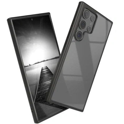 Abbildung von EAZY CASE Clear Hybrid Bumper Hülle kompatibel mit Samsung Galaxy S24 Ultra, Handyhülle Ultra Aufprallschutz, Stoßfest und Kratzfest, dünne Schutzhülle Kameraschutz, Handy Case, Schwarz