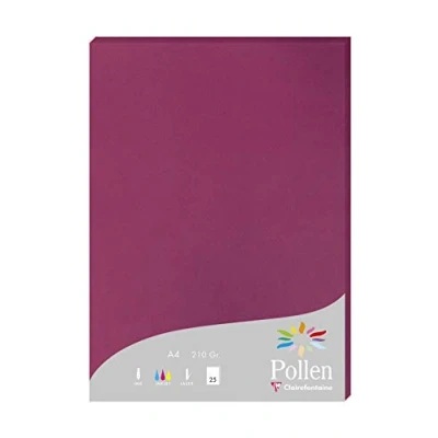 Abbildung von Clairefontaine 224206C Packung mit 25 Karten Pollen 210g, DIN A4, 21 x 29,7cm, Himbeerrosa
