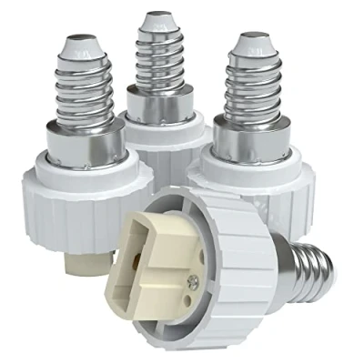 Abbildung von EAZY CASE 4X Lampensockel Adapter Konverter für E14 Fassung auf G9 Lampenadapter LED /Halogen und Energiesparlampen Sockeladapter, Weiß