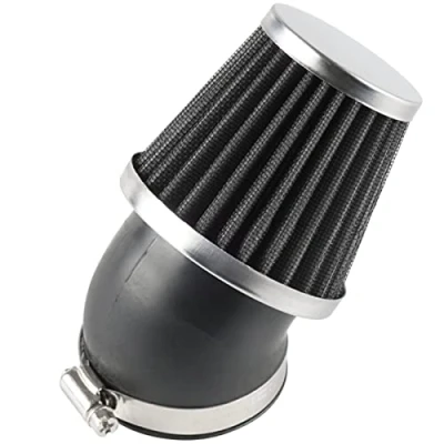 Abbildung von Evermotor Universal 45 Grad Biegung Doppelschicht Stahl Filter Luftfilter 48mm 49mm 50mm für Motorrad Scooter ATV Moped Schwarz