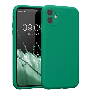 Abbildung von kwmobile Handyhülle kompatibel mit Apple iPhone 11 Hülle gummierte Handy Case aus Silikon in Smaragdgrün