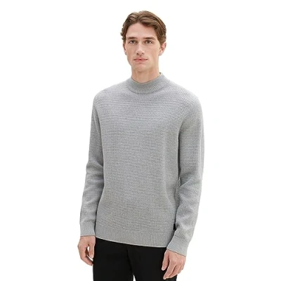 Abbildung von TOM Tailor MIT Stehkragen Strickpullover, Herren, Größe: Medium, Grey heather melange