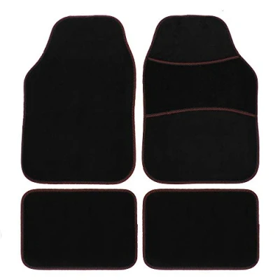Abbildung von JVL 01 927RD Universal Fußmatten Set, PVC Rückseite, Schwarz/Rot, 4 teilig