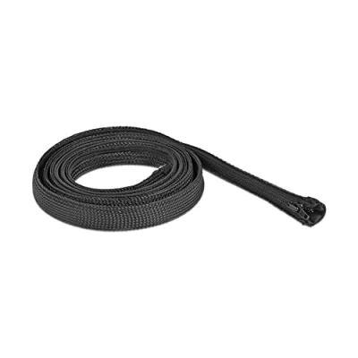 Abbildung von Delock Geflechtschlauch mit Reißverschluss hitzebeständig 2 m x 20 mm schwarz