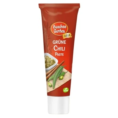 Abbildung von Bamboo Garden Chili Paste grün Besonders scharfe Würzpaste für Fleisch und Gemüsegerichte Vegan 45 g in der Tube