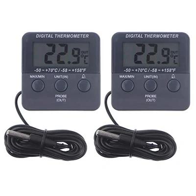 Abbildung von Digitales Kühlschrankthermometer mit Temperaturwarnalarm und max. Min. Kühlschrank Gefrierschrank Thermometer zur Überwachung der Aufbewahrung von gekühlten Lebensmitteln, 2 Stück