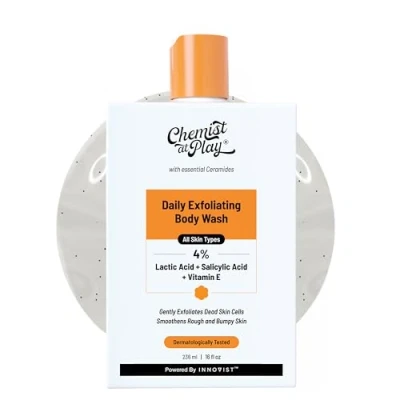 Abbildung von Chemist at Play Body Wash Exfoliating For Dry Rough Bumpy Strawberry Skin With 1% Salicylic Acid 2% Lactic And Ceramides Men Women (7.9 Ounce)
