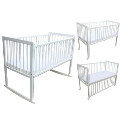 Abbildung von Micoland Beistellbett Kinderbett / Wiege 3in1 120x60cm mit Matratze weiß