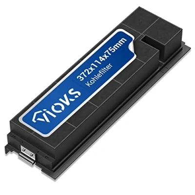 Abbildung von VIOKS Kohlefilter Aktivkohlefilter Ersatz für AEG 405535600/2, Zubehör Dunstabzugshaube, 372x114 mm mit Rahmen