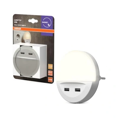 Abbildung von OSRAM LED Steckdosennachtlicht LUNETTA USB, weiß, Ø 9 cm