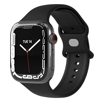 Abbildung von EAZY CASE Uhrenarmband Silicon Armband iWatch 9 8 7 6 5 4 3 2 1 SE Ultra, Fitnessband Apple Watch 42mm 44mm 45mm 49mm elastisch Unisex Schwarz