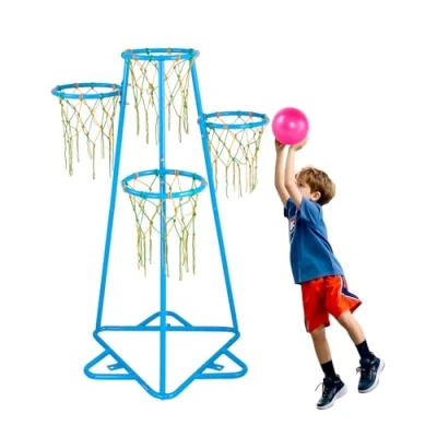 Abbildung von VEVOR Basketballkorb für Kinder, 4 Körbe, tragbarer Basketballständer, höhenverstellbar