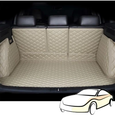 Abbildung von Auto Leder Kofferraumwanne Kofferraummatte für BMW X7 G07 7 Seats 2018 2019 2020 2021 2022 2023 2024 Trunk Mat Boot Mats VollstäNdige Einkreisung Schutzmatten ZubehöR,Beigestyle