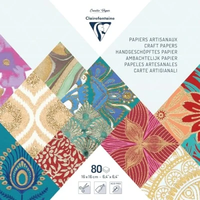 Abbildung von Clairefontaine 95217C Block kopfseitig verleimt mit 80 Bögen Papier aus aller Welt (16 x 16 cm, geeignet für Scrapbooking) 1 Pack farbig sortiert