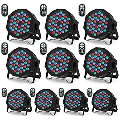Abbildung von U`King 10er Pack LED Par Strahler 36 Bühnenlicht Partylicht RGB mit Fernbedienung, Discolicht Scheinwerfer Beleuchtung Moving Head für Stage DJ Party Show Bar Halloween Weihnachten